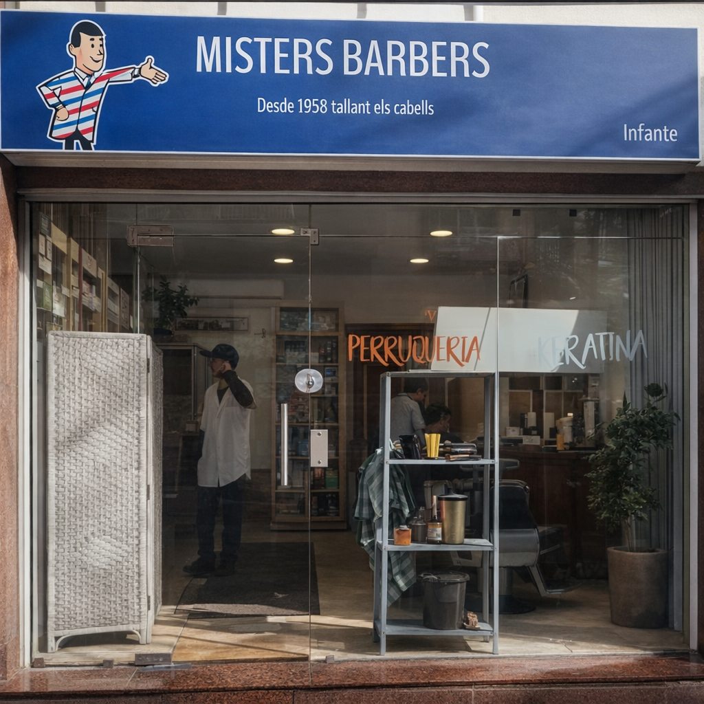 Entrada y fachada de Mister Barbers Santaló